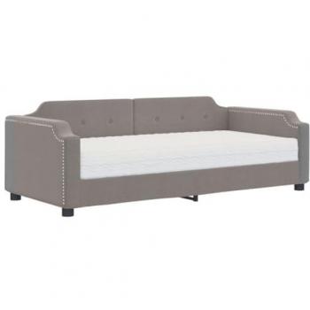 Sofá cama con colchón tela gris taupe 100x200 cm