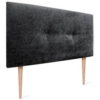 Cabecero Tapizado de Lana Natural con Botones y Patas, 95x105cm, Color Negro, para Cama de 90 cm - Modelo Winter Luxury
