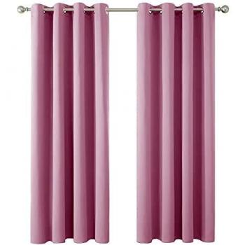 Amazon Brand - Umi Cortinas Salon Opacas Dormitorio Moderno con Ollaos 2 Piezas 132x160cm Rosa