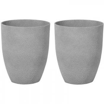 Conjunto de 2 macetas altas de poliresina gris piedra 35 x 35 x 42 cm Croton