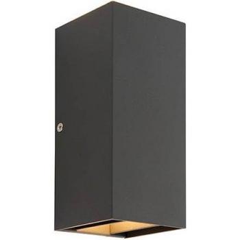Aplique de pared exterior LED integrado Saxby Glover, negro mate, aleación de aluminio y vidrio, 2 bombillas, IP44, 15 cm