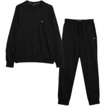 EA7 Emporio Armani Men's Regular Fit Black Jogging Suit with Hood, Size M