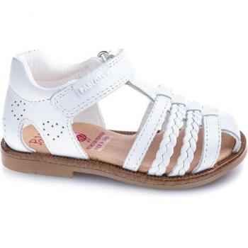 Sandalias Pablosky 040100 Blancas - Modelo de piel con cierre adherente para bebé niña