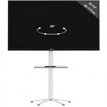 Soporte de TV Premium Xila con Estante Intermedio Blanco y Cristal (100 x 61 x 61 cm)