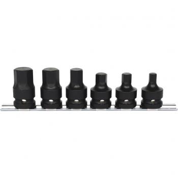 Juego de llaves de vaso de impacto KS TOOLS 1/2 con punta para tornillos con encastre hexagonal, cortas, 6 piezas