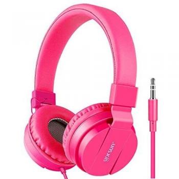 Gorsun® Auriculares para Niños,Plegable Cómodos Auriculares Niños con Seguro Material,Auriculares Infantiles con Ligera Diadema,Estéreo Cerrados Cascos para Niños -Rosado