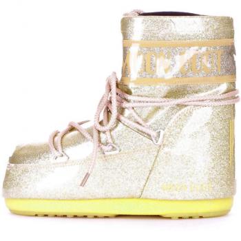 Moon Boot Golden Logo PVC Lace Rubber Boot, Beige Female, Sizes: 2 UK / 5 US