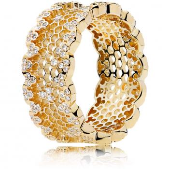 PANDORA  Anillo de encaje Honeycomb, brillante y transparente CZ167100CZ-56