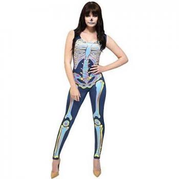Smiffys Disfraz Fever de Esqueleto Sexi, Azul, con Traje Entero