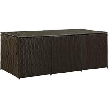 Brown Poly Rattan Garden Storage Box 180x90x70 cm