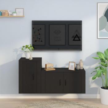 vidaXL Set de muebles para TV 2 piezas madera contrachapada negro, Mueble de salón, Mueble TV, Mesa de TV, Mueble televisor
