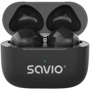 Auriculares Inalámbricos Savio TWS-02 PRO Bluetooth 5.4 con Micrófono, Resistencia IPX2, Negro