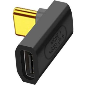 Adaptador USB C macho a hembra ángulo de 90 grados 240W Sincro 40Gbps Vídeo 8K