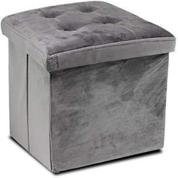 GreaTool Taburete Plegable, Pack 2 Unidades, Reposapiés Cuadrado, Puff Almacenaje Cuadrado con Tapa, 38 X 38 X 38CM Gris