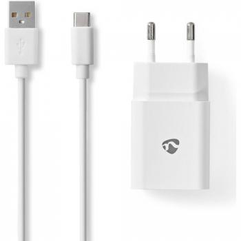 Cargador de Pared Nedis 12W | 1x USB-A | 1x USB Type-C™ (Cable Suelto) | 2.4A | Blanco