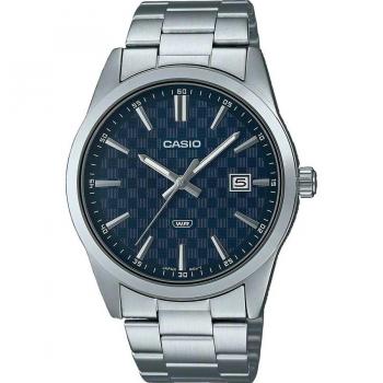 Casio Enticer Men's Analog Quartz Watch - Silver Grey Band, Blue Dial (MTP-VD03D-2A)