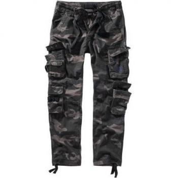 Brandit Pure Vintage Slim Fit Cargo Trousers for Men - Dark Camo - Sizes S to XXL