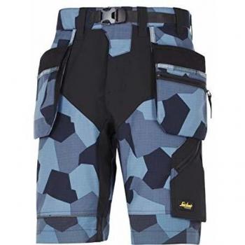 Pantalón corto unisex Snickers FlexiWork gris acero con bolsillos holster - talla 48 estándar