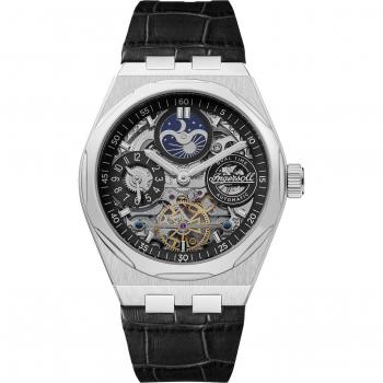Ingersoll 1892 The Broadway Automatic Men's Watch with Black Dial and Black Leather Strap