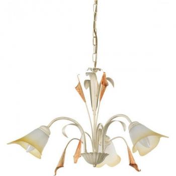 Lámpara de techo colgante LUCREZIA 3 luces, cristal y marfil metal, con varios brazos