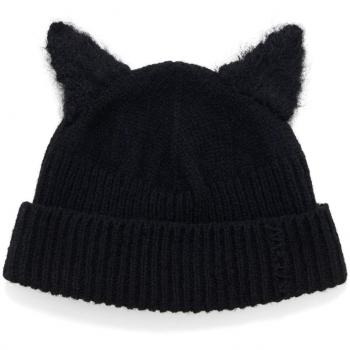 Marni Men's Black Knitted Beanie with Kitten Ears - Size M