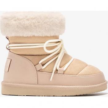 Botas australianas para niña B&W en color beige, con cordones decorativos, sin cierres y forro de pelo sintético para invierno