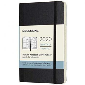 Agenda-cuaderno Moleskine Mensual 12 Meses Tapa Blanda Negra
