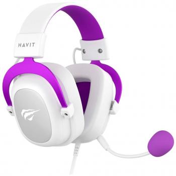 Auriculares Gaming Havit H2002d Cableados con Micrófono, Blanco y Violeta