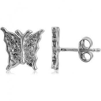 Córdoba Jewels | Pendientes en plata de ley 925 con zirconita con diseño Mariposa Zirconium Silver