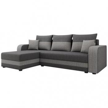 Sofá rinconero Memphis 112, gris, con función de descanso y caja de ropa de cama, dimensiones 237x139x84cm