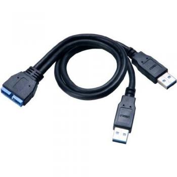 Akasa USB 3.0 External Adapter Cable - 30cm, Dual Male to Internal 19 Pin Header Female