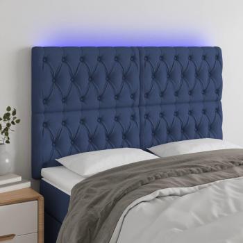 Cabecero con luces LED de tela azul 144x7x118/128 cm Vidaxl Azul