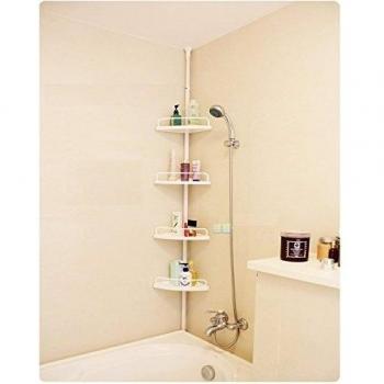 Stella estantería telescópica para ducha CADDY baño esquina unidad de almacenamiento blanco, ST-08 White 4 Tier