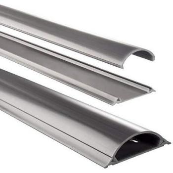 Canal de cables semicircular 90mm plata PVC 1m