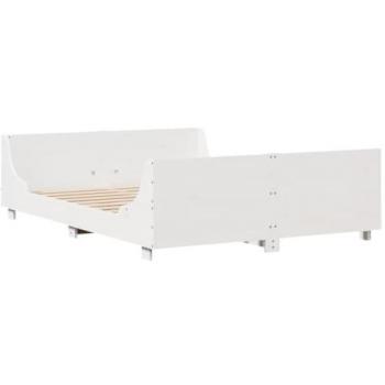 Cama sin colchón 160x200 cm Madera maciza de pino Blanco con cabecero