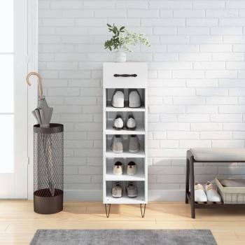 vidaXL High Gloss White Shoe Cabinet 30x35x105 cm Engineered Wood