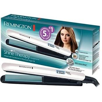 Plancha de Pelo Remington Shine Therapy con Aceite de Argán, Placas Flotantes, Recubrimiento Cerámico Avanzado, Pantalla Digital y 9 Configuraciones (150°C–230°C)