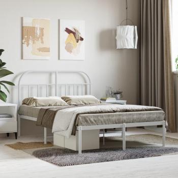 Cabecero de metal blanco 120x200 cm con estructura de cama de metal, diseño moderno y elegante, ideal para habitaciones contemporáneas