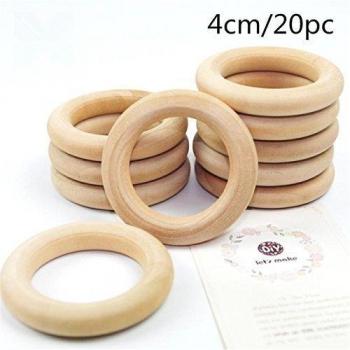 Mordedores de madera de 40 mm - Anillos de madera de arce inacabados - DIY anillo de dentición redondas naturales granos de madera Juguetes para bebé suave