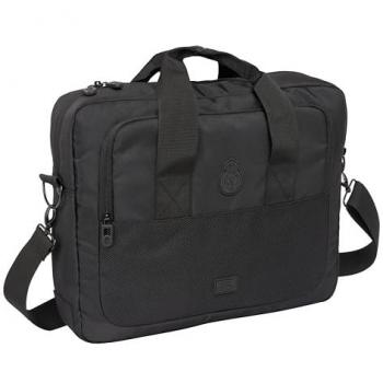 Maletín para portátil Real Madrid Premium 15.6, dimensiones 40x33x9 cm, compatible con tabletas, cómodo y versátil, color negro, calidad y resistencia