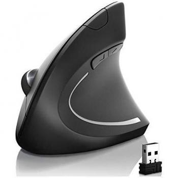 Phoenix Technologies - Ratón Ergonómico Vertical Inalámbrico con Batería Recargable, Ajustable 800,1200,1600 dpi, Color Negro