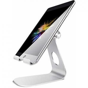 Amazon Brand - Eono Soporte Tablet Ajustable, Multiángulo Mesa Base Móvil Dock Compatible con iPad 9, iPad Pro 12.9/11/10.5/9.7, Air 4/3/2/1, Mini 6, iPhone, Galaxy Tabs, Otras 5-13 Tablets - Plata