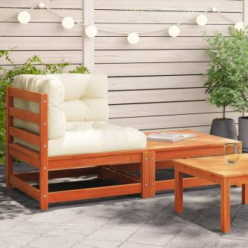 Garden Corner Sofa with Cushions and Footstool