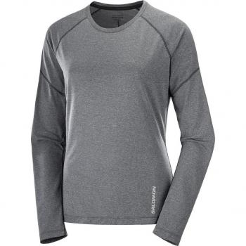 Camiseta de mujer Salomon Cross Run LS Tee W, manga larga, gris, talla XXL