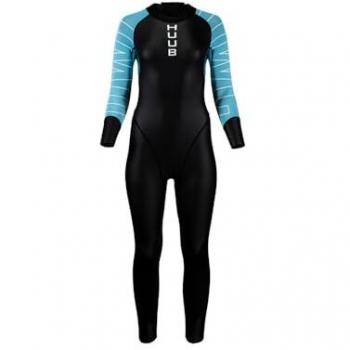 Huub Traje de Neopreno de Manga Larga para Mujer 2023 - Color Negro y Azul Cielo, Ligero, Protección Solar UV y Propiedades SPF