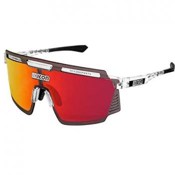 Gafas de Ciclismo Scicon Aerowatt Crystal Blancas con Lente Multiespejada Roja