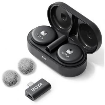 Boya Omic-U Ultra Compact Wireless Lavalier Microphone USB-C with Magnetic Clip, HD Audio, 50m Range, Rechargeable Battery