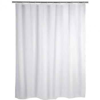 WENKO Cortina de ducha Unicolor blanca - impermeable, Polietileno, 120 x 200 cm, Blanco