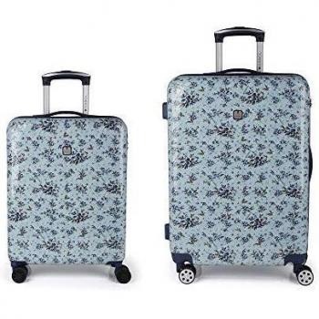 Gabol - Abril | Juego de Maletas de Viaje Rigidas de Estampado Floral con Trolley de Cabina y Trolley Mediano