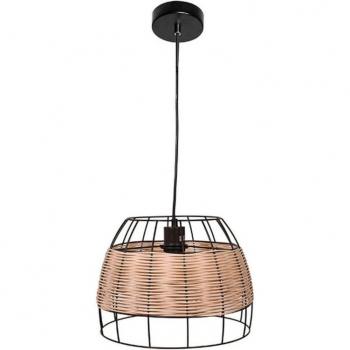 Lámpara de Techo Sotero Lumit 60W Colgante Mimbre Marrón/Natural Ø32x176 Cm